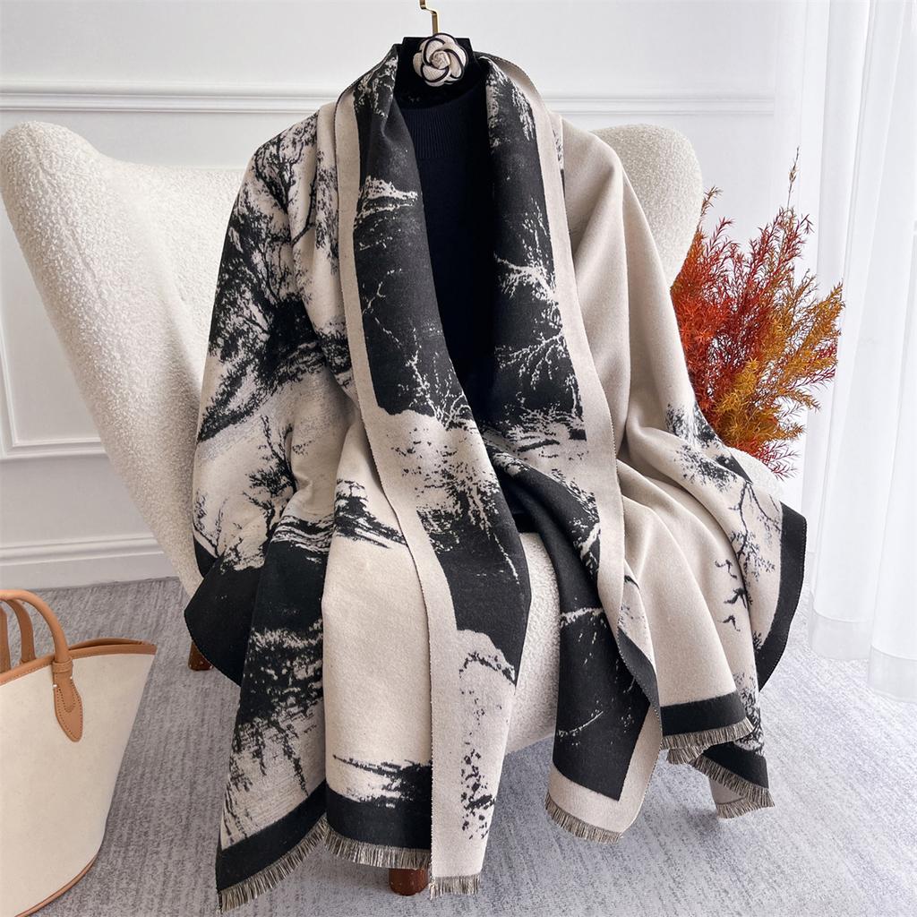 Зимний теплый кашемировый шарф для женщин, роскошный принт, пашминовая шаль, шейный платок, женская повязка на голову Bufanda Echarpe Design