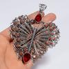 Elegant Top Grade Qualite 100% Natural Red Garnet Pear Shape Vintage Style Handmade Jewelry 925 Steling Silver Plated Pendant 3.6" WSJ-5080