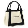 Balenciaga BALENCIAGA Сумка-тоут 339933 2HH3N Холщовая маленькая сумка-тоут с логотипом Кабас Натуральный/Черный/Темно-синий (с чехлом) Женский [Бренд] [Б/у]