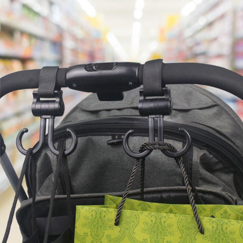 Двойной крючок, вешалка для детской коляски, регулировка вращения на 360 градусов, крючок для тележки