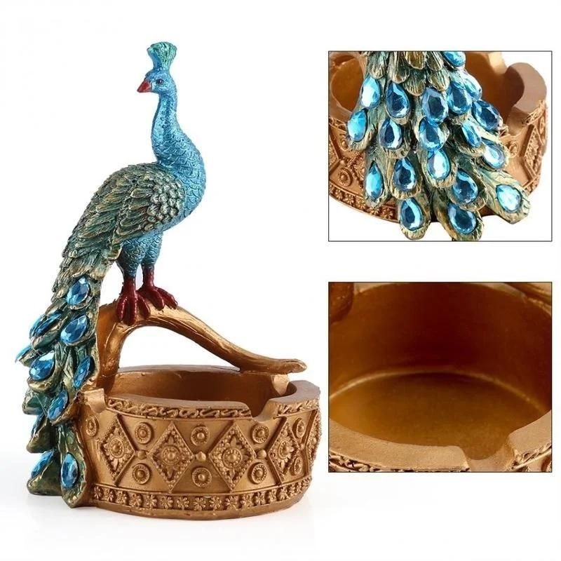 1Pcs Creative Handcraft Peacock Modelling Design Resin Ashtray Accessories Succulent Plants Pot Home Office Decor Craft