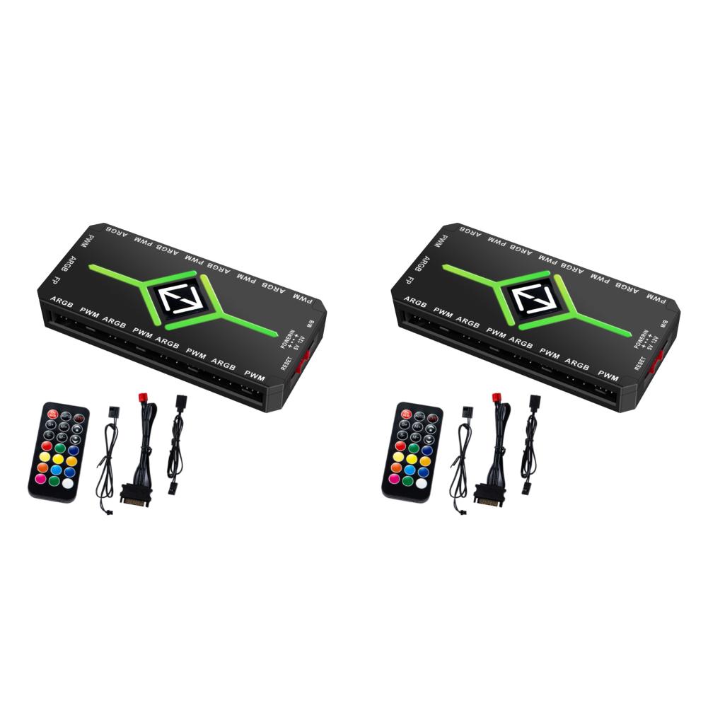 Адаптер-хаб для ARGB PWM вентиляторов от 1 до 9 портов с ARGB контроллером, 5V 3-контактный разветвитель для охлаждающих вентиляторов, PWM хаб с магнитной фиксацией для корпуса ПК