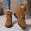 Women's Plus Size Snow Boots Casual Short Tube Low Heeled Round Toe Martin Boot Side Zipper Shoes 36-42