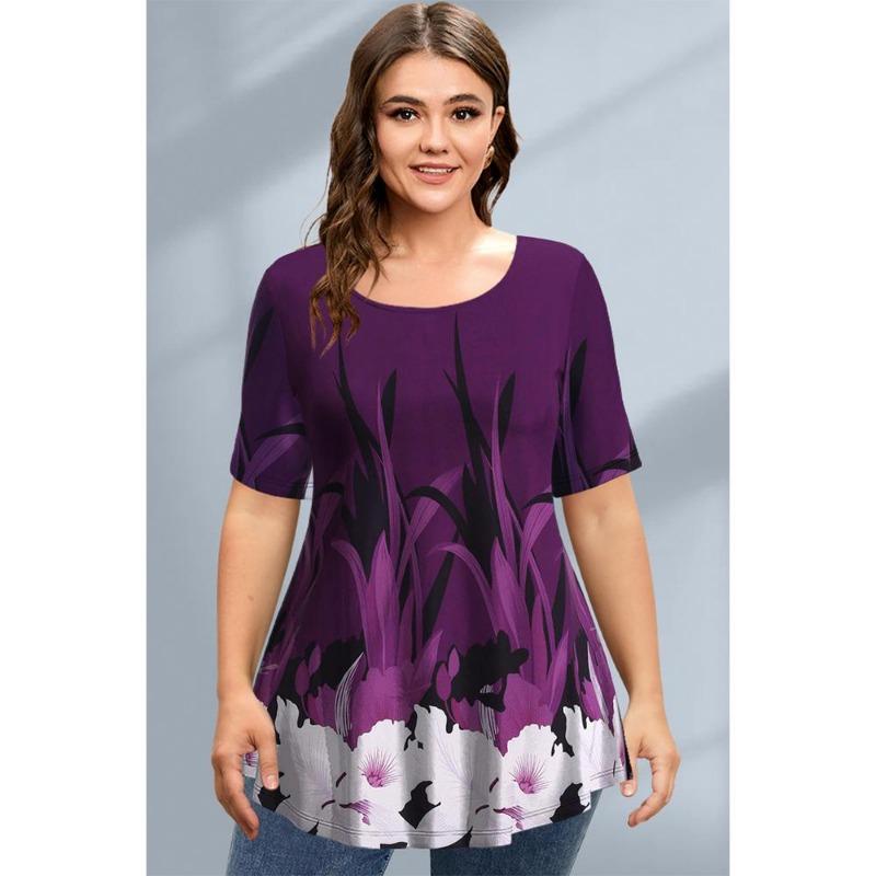 Летняя футболка с круглым вырезом, 3D-принтом цветов и бабочек, модная повседневная женская футболка большого размера с коротким рукавом