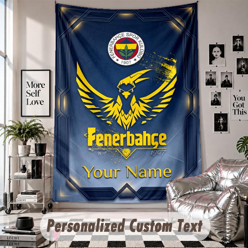 Custom Tapestry Wall Hanging, Fenerbahçe FC Personalized Name Text Home Wall Decor