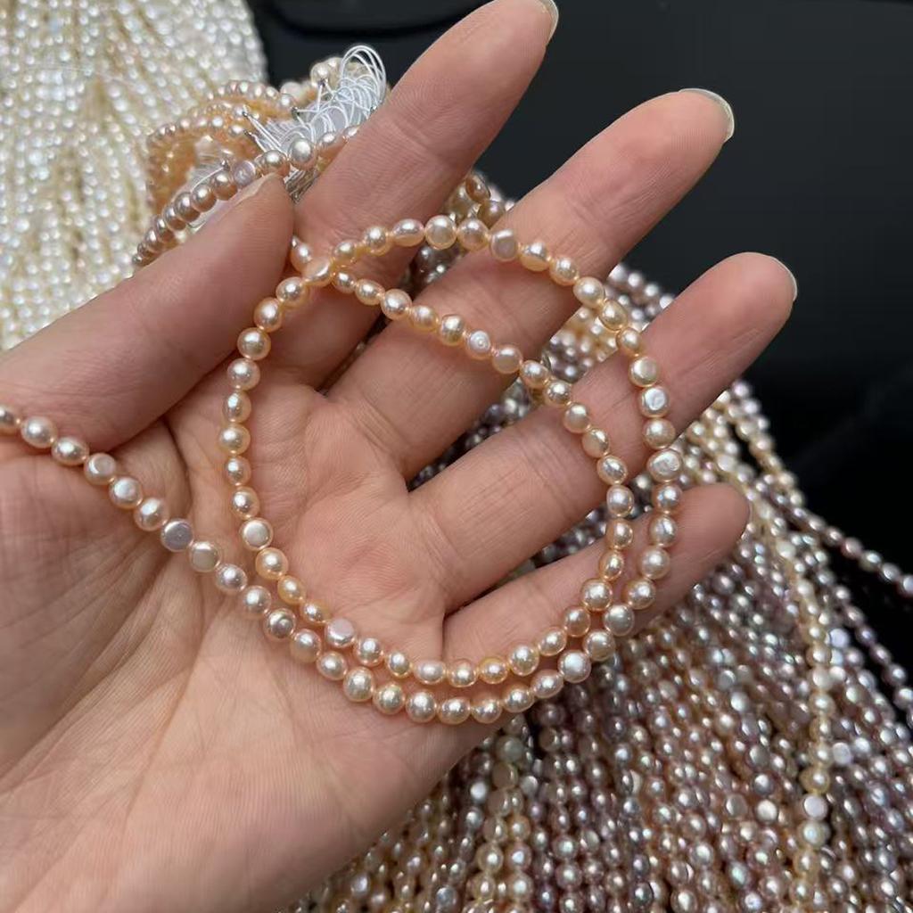 1 нить, фиолетовые, белые, розовые бусины из натурального перламутра, бохо, ручная работа, двусторонние, 4-5 мм, для изготовления украшений своими руками, бисероплетение, 36 см