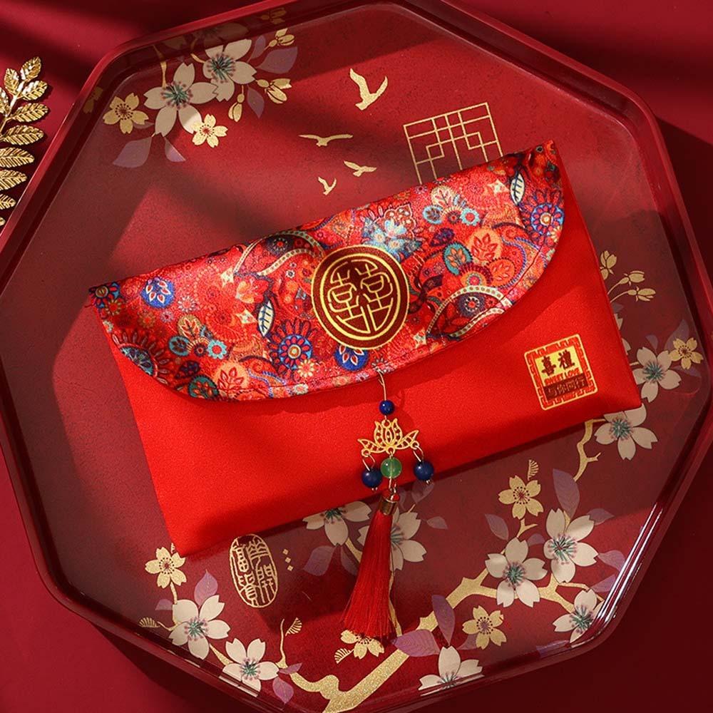 Brocade Cloth Tassel Brocade Red Envelope Spring Festival New Year Money Bag Wedding Birthday