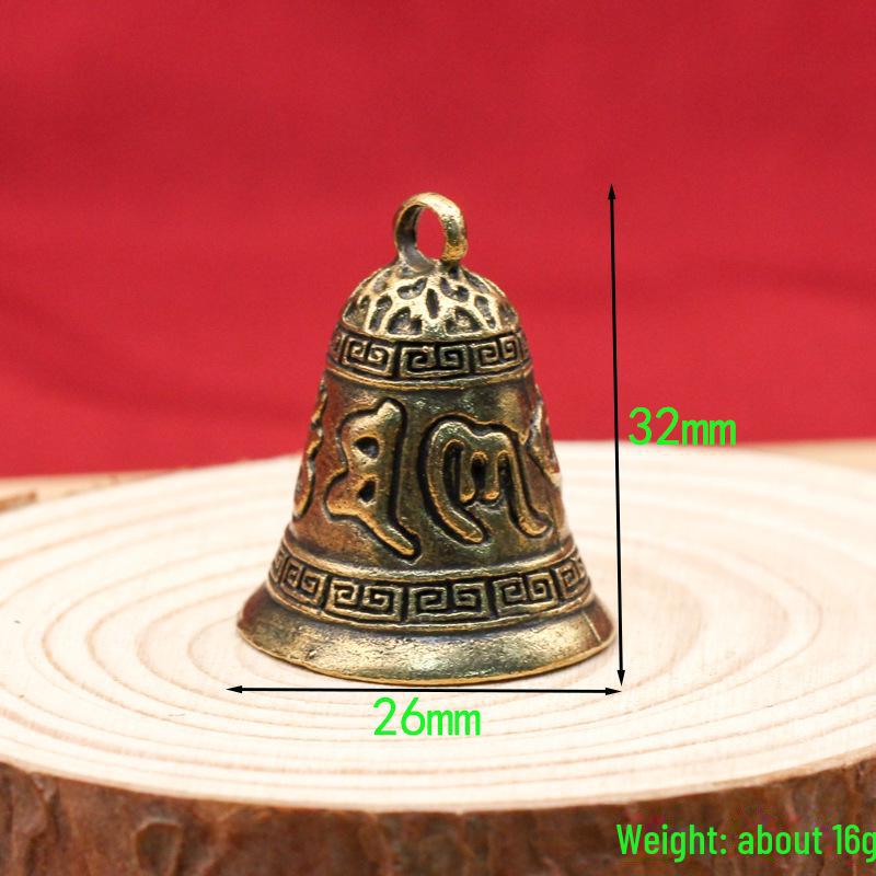 Vintage Brass Handmade Sandalwood Mantra Bell Keychain - Creative Bag Pendant for Men and Women