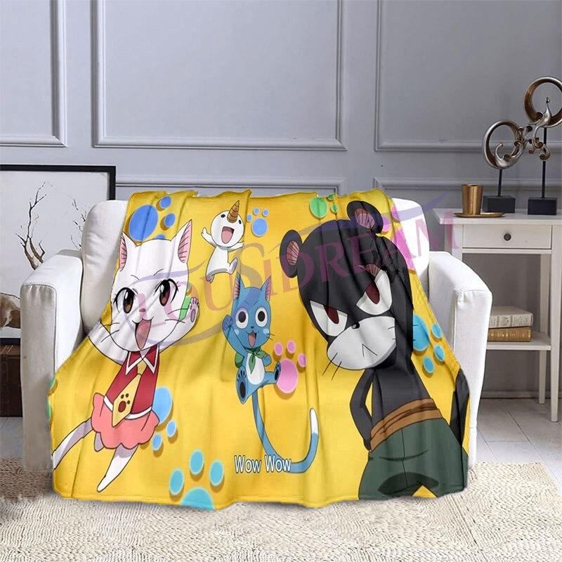 Fairy Tail Flannel Plush Blanket Home Fleece Throw Blanket Travel Blankets Bedspreads Sofa Cover Couch Dorm Room Blanket
