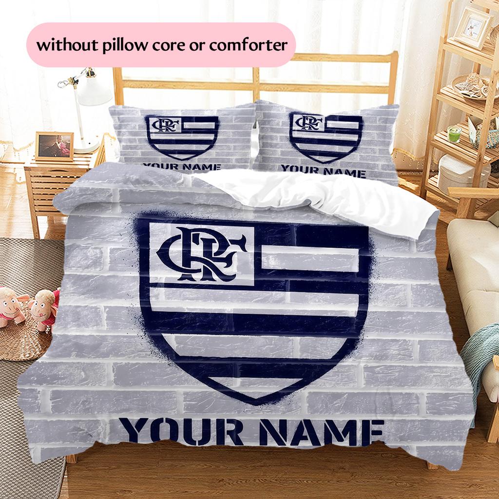 Custom Name Flamengo Pattern Bedding Quilt Set Home Decoration Gift (1 * duvet cover + 2 * pillowcase without core)
