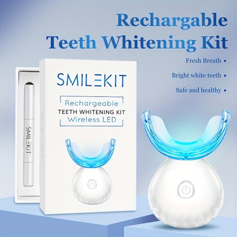 Набор для отбеливания зубов Перезаряжаемый беспроводной набор для домашнего использования со светодиодным синим светом-ускорителем и гелевыми ручками для отбеливания зубов