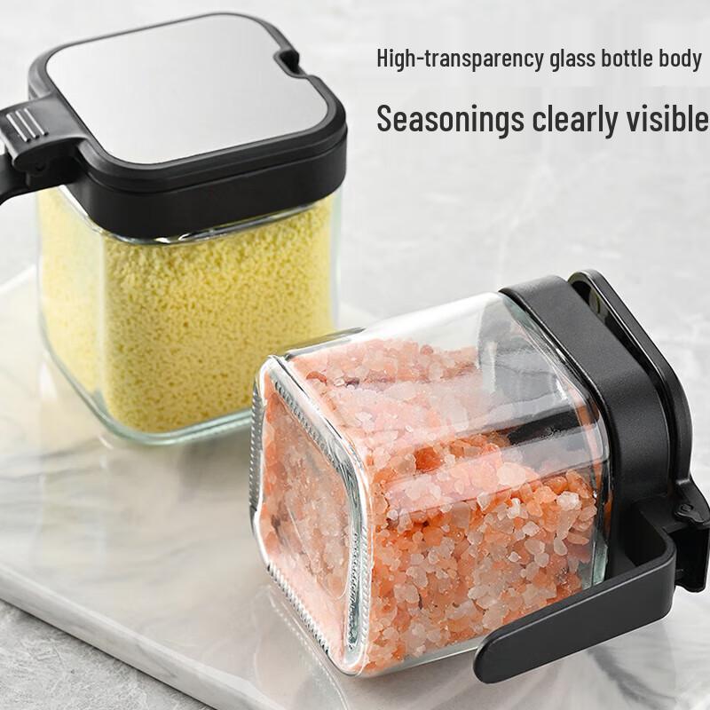 Glass Spice Jar Set with Stainless Steel Lids