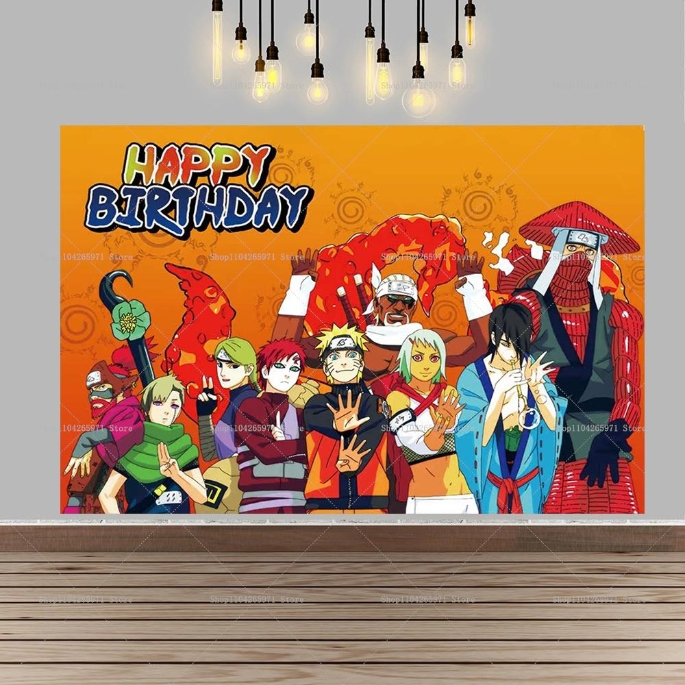 Cartoon Naruto Shinobi Banner Cool Konoha Design for Youth Boys Birthday Baby Shower Photo Background Wall Hanging Decor 123
