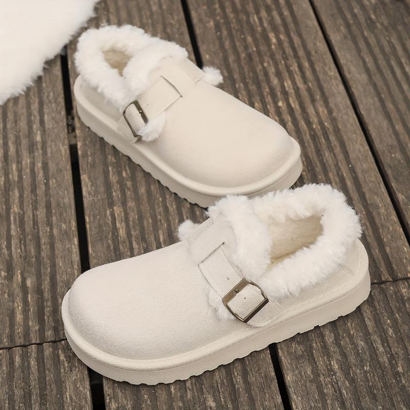 Женские зимние пушистые нескользящие кроссовки/ботинки на платформе - Толстая платформа, увеличивающая рост