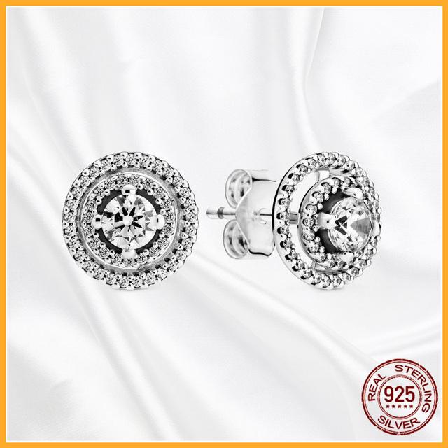 Аутентичные серьги-гвоздики из стерлингового серебра 925 пробы Plata De Ley, модные серьги-гвоздики для женщин, оригинальные сверкающие Pav Day, специальный подарок