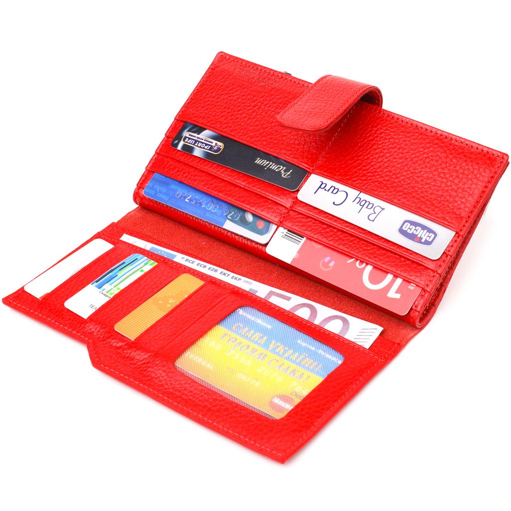 Вертикальный Женский кошелек из натуральной кожи CANPELLINI Wallet 21640 Красный