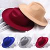 Vintage Women Men Stage Performance Woolen Wide Brim Jazz Cap Cowboy Hat Panama Fedora Hat