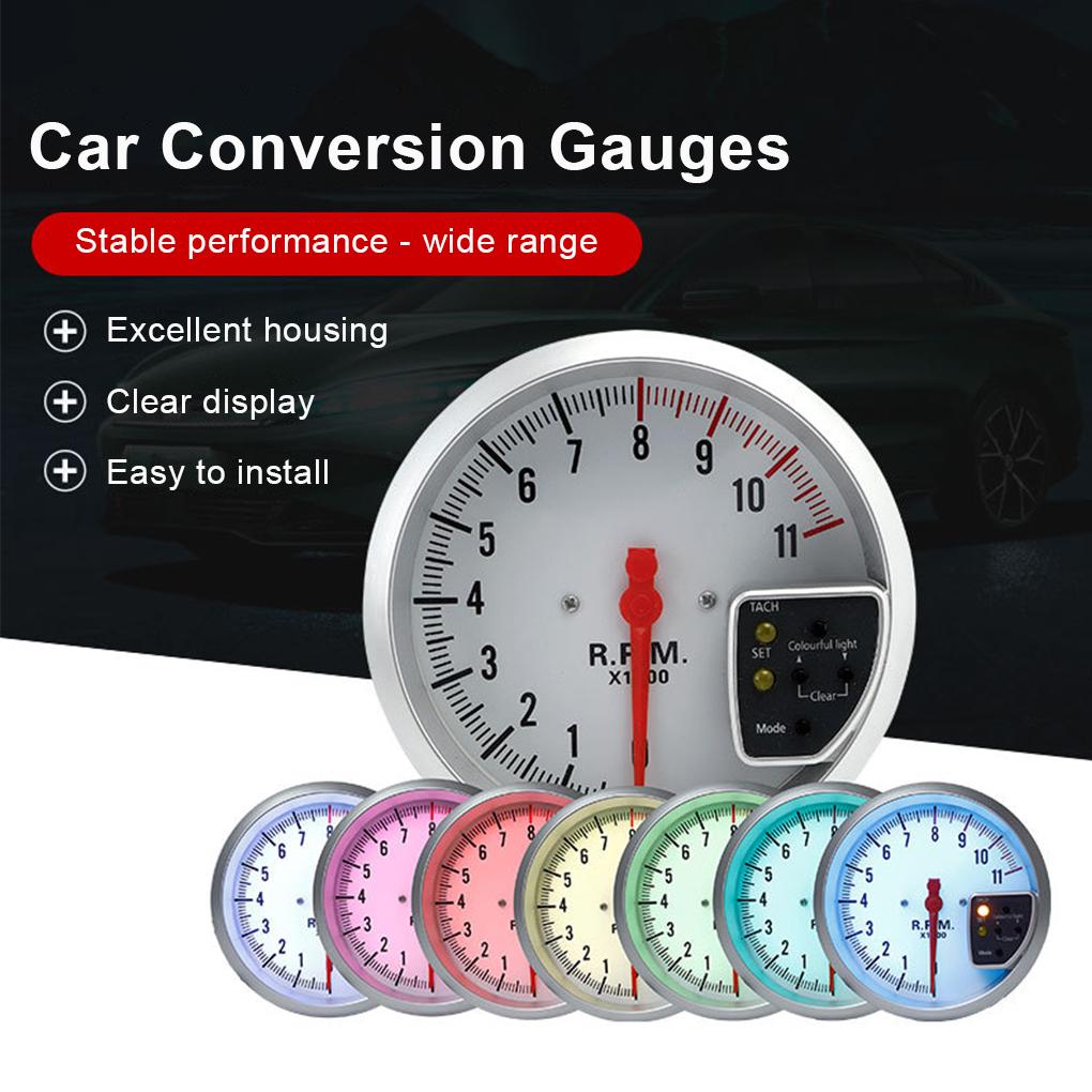 Универсальный 5-дюймовый 12V тахометр для автомобиля, грузовика, мотоцикла, скутера, с цветной подсветкой, регулируемый измеритель скорости вращения, модификация
