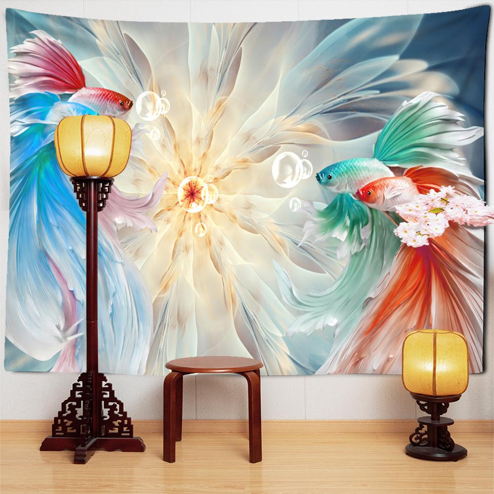 Мертвые листья лотоса кои гобелен настенный искусство природа растение хиппи тапиз домашний декор фон ткань