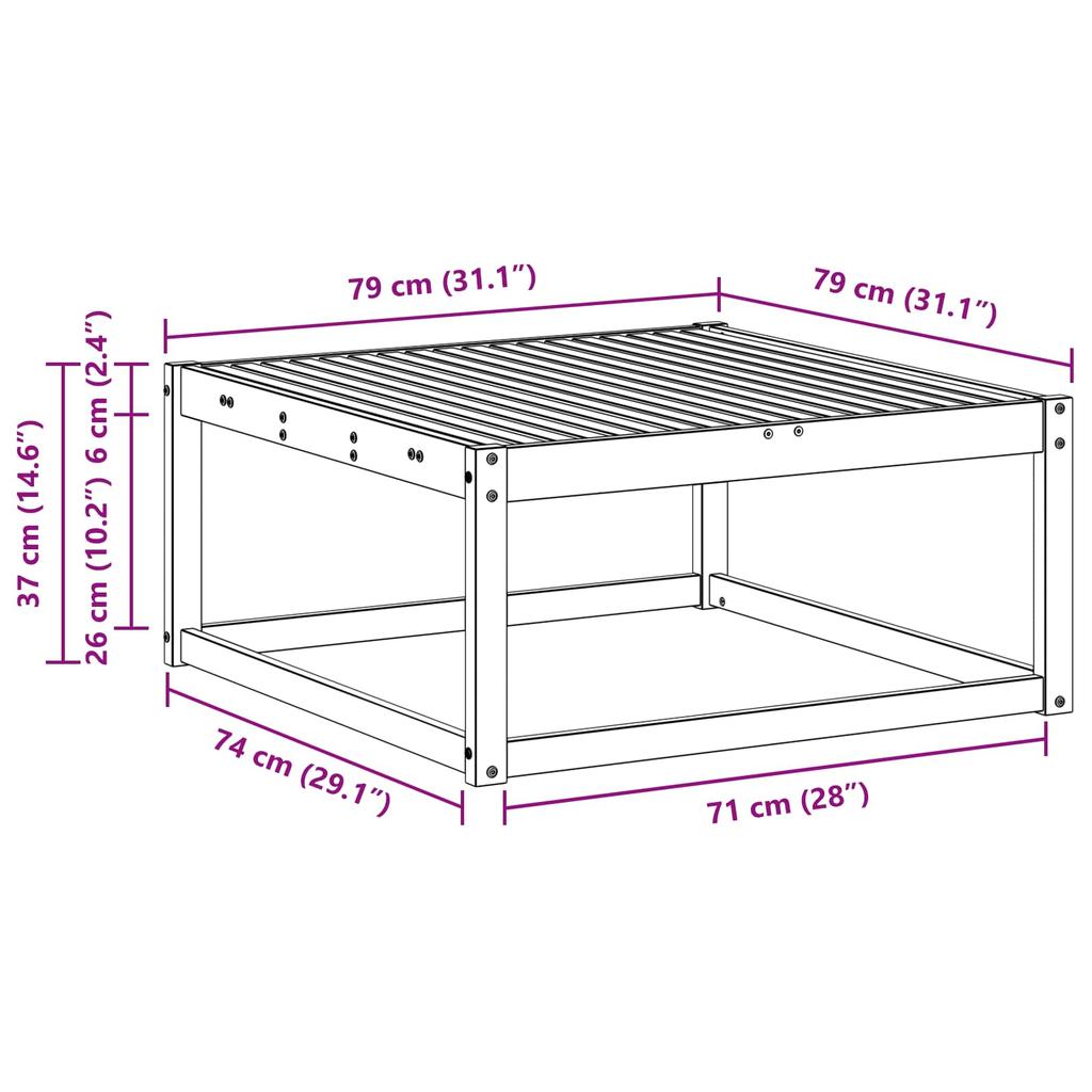 Outdoor Natural Table 79 x 79 x 37 cm