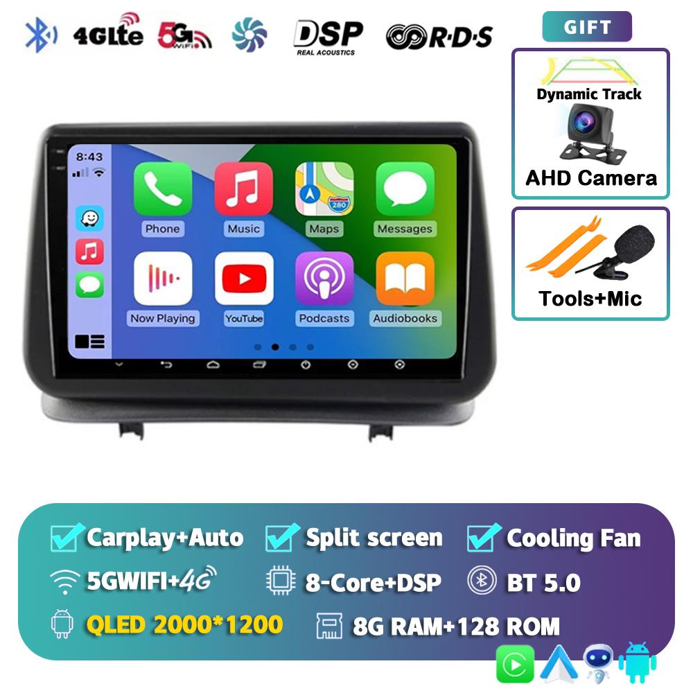 Android 14 Carplay Auto для Renault Clio 3 CLIO 3 2005 - 2014 Автомобильное радио Мультимедиа Навигация GPS Плеер Стерео WiFi+4G BT DSP