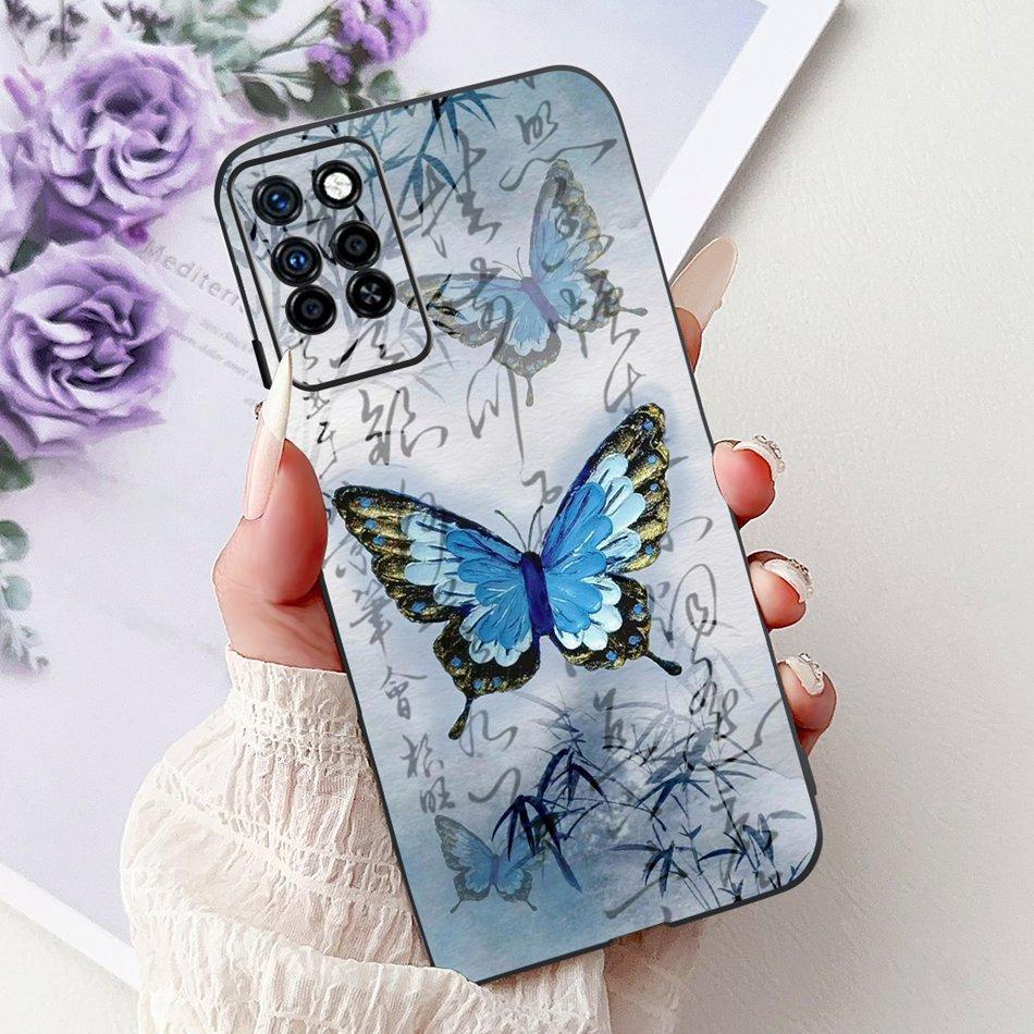 For Infinix Note 10 Pro Note10 Elegant Butterfly Cat Printed Phone Case For Infinix Note 10 10Pro NFC Black Silicone Soft Cases