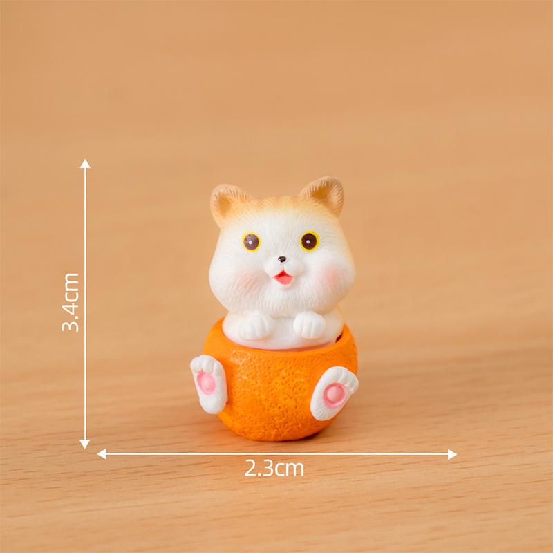 Mini Cute Orange Cat Micro Landscape Ornament For Car Dashboard Home Room Desktop Decoration Gift
