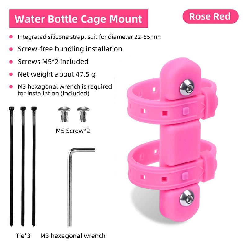 Bicycle Water Bottle Holder Adaptor 5 Colors Silicone Bottle Cage Strap Seatpost Fork Frame Multi Location Mounting Rack Bracket