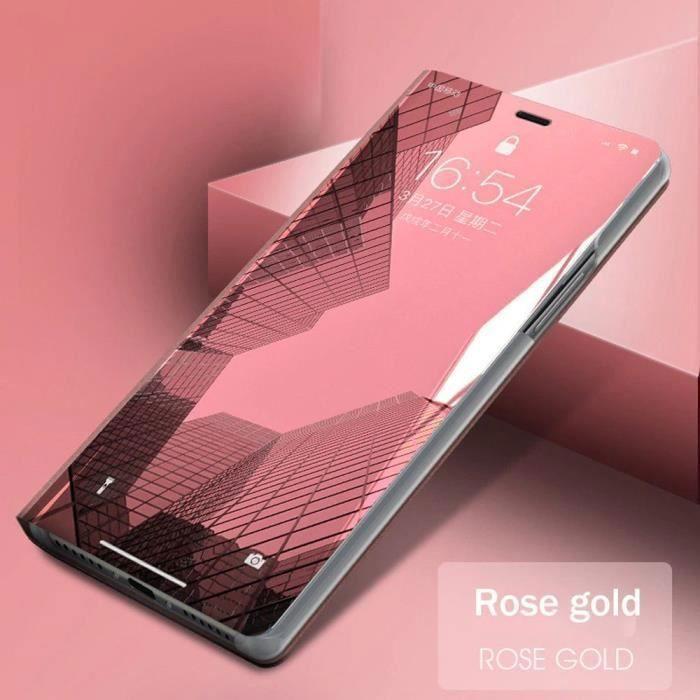 Coque de protection pour Samsung Galaxy A04s - BOOLING - Effet Miroir Clear View - Rose - 2 Verres Trempés