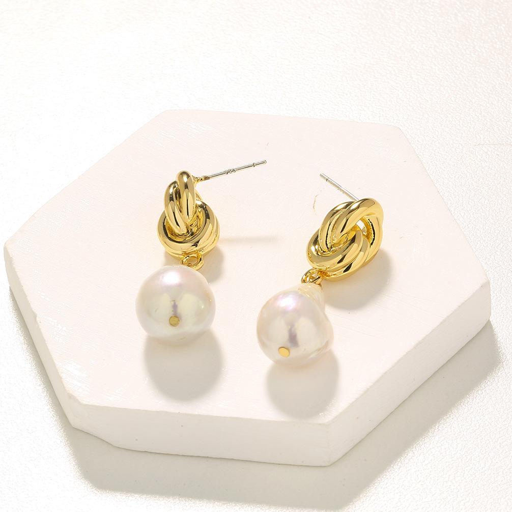 Картина маслом текстура сильный свет натуральный серый кристалл барочный пресноводный жемчуг серьги-гвоздики женские завязанные серьги ниша высокое чувство