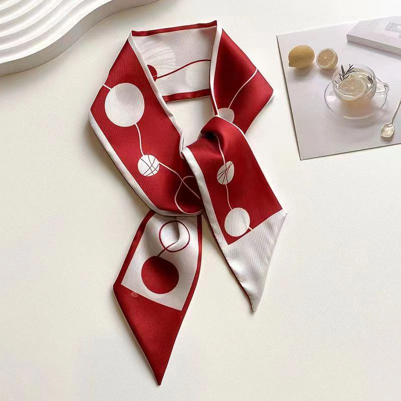 Маленький белый и нежно-зеленый шелковый шарф для женщин, тонкая лента, повязка на голову, резинка для волос, украшение для сумки, длинный