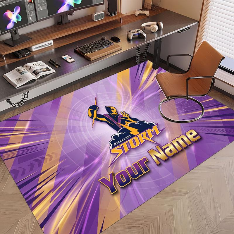Custom Rug Melbourne Storm Pattern Print Name Text Soft Non‑Slip Floor Carpet for Home Indoor Decoration