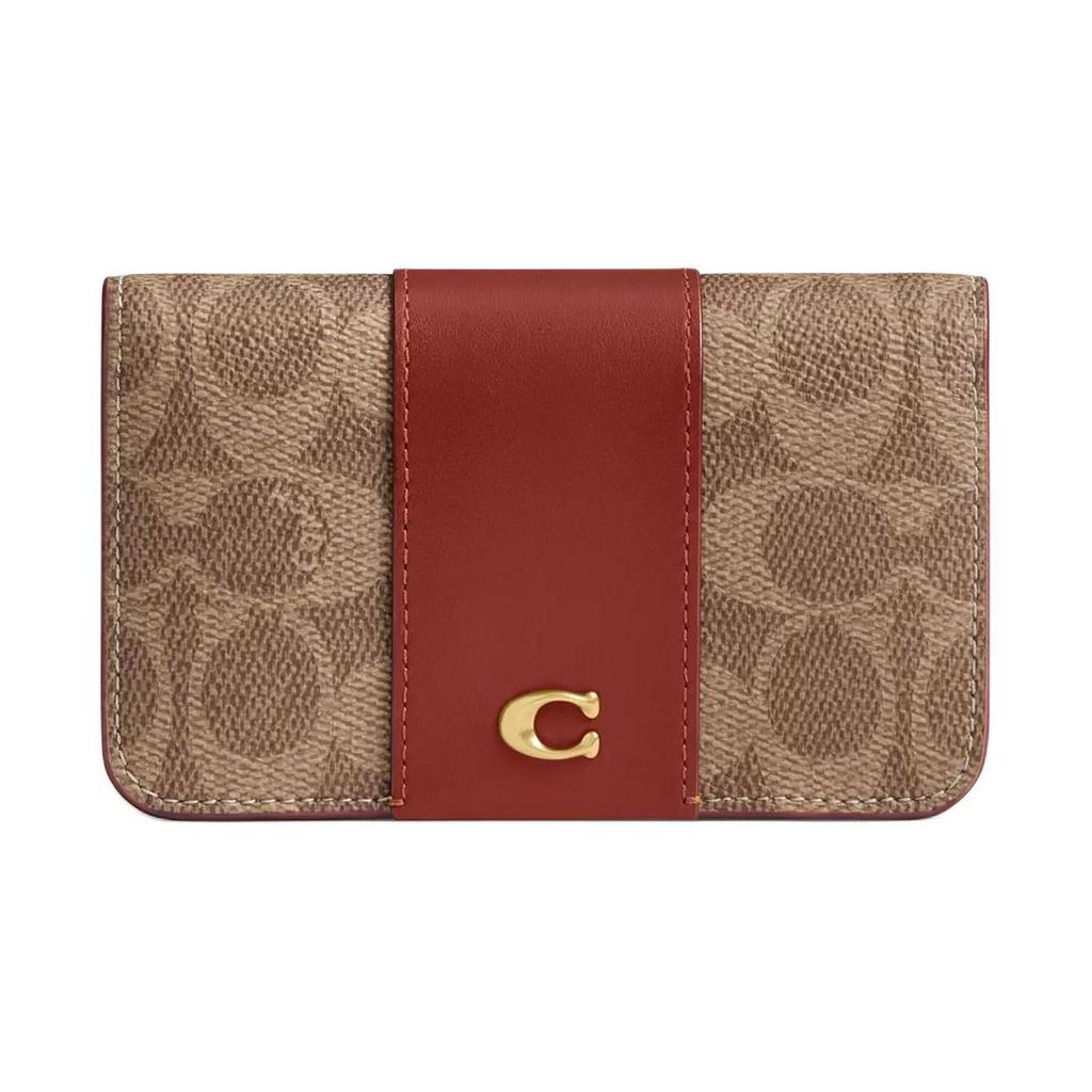 Coach Визитница Essential 13 Классический принт Monogram Тонкий держатель для карт из покрытого канваса и телячьей кожи Женская визитница Латунь Разноцветный CR542-B4NQ4
