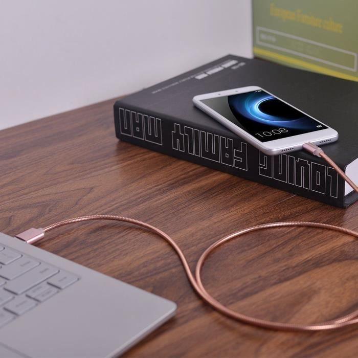 Câble USB Type C - Métal - 1M - Compatible smartphones - Élégant - Robuste