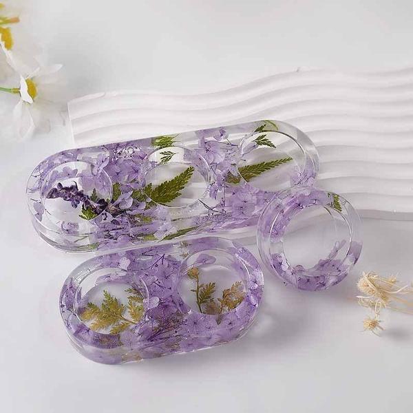 Round Candle Holder Silicone Mold Cement Candlestick Mould DIY Plaster Epoxy Resin Handicraft Molds Home Dinner Decor