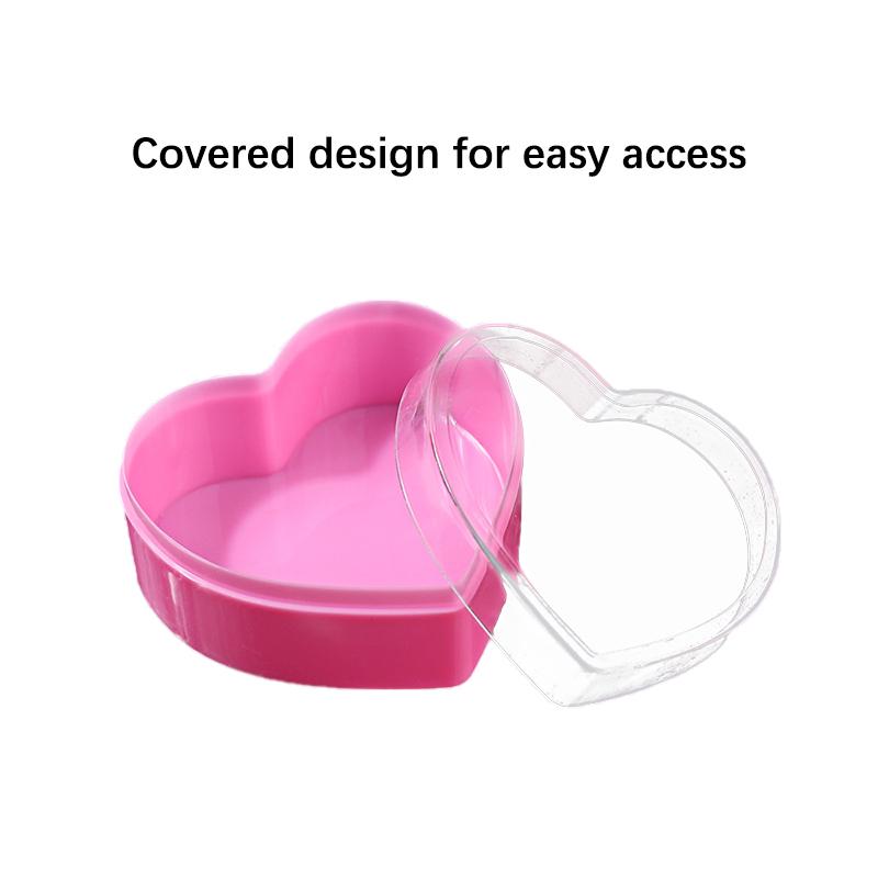 Пластиковая коробка для хранения украшений для ногтей в форме розового сердца с прозрачной крышкой, органайзер для хранения украшений для ногтей
