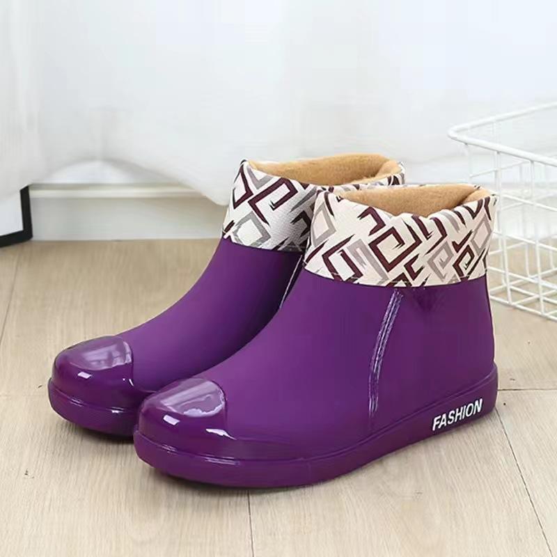 Модные женские трендовые теплые водонепроницаемые нескользящие резиновые сапоги
