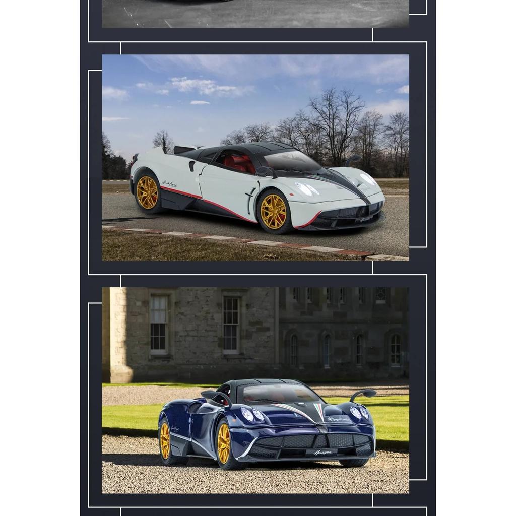 1/24 Pagani Huayra Dinastia Diecast Alloy Car Model Toys 4 Door Opened Sound And Light Pull Back Sports Vehicles For Child Gifts