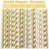Paper Straws For Drinking, Disposable Biodegradable Cocktail Straws, Perfect For Birthday, Party Supplies , Baby Shower(gold, 100pcs/pack)