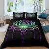 2/3pcs Bed Set Bohemian Lotus Duvet Cover Set Mandala Flower Quilt Cover Adult Black Polyester Bedding Set Queen King Twin Teens