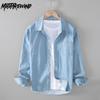 Мужские джинсовые рубашки с длинным рукавом в корейском стиле, весна-осень, повседневная джинсовая рубашка из чистого хлопка с карманом, классическая модная верхняя рубашка