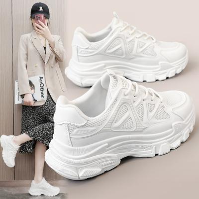 Rm1812 Новые туфли для папы, женские весенне-летние туфли, увеличивающие рост, на дышащей платформе, с сетчатой ​​поверхностью, белые туфли, универсальные женские туфли