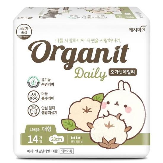 Yejimiin Organit Daily Organic Cotton Covered Sanitary Napkins, 8 Types, Choose 1 (Molangi Sanitary Napkin)