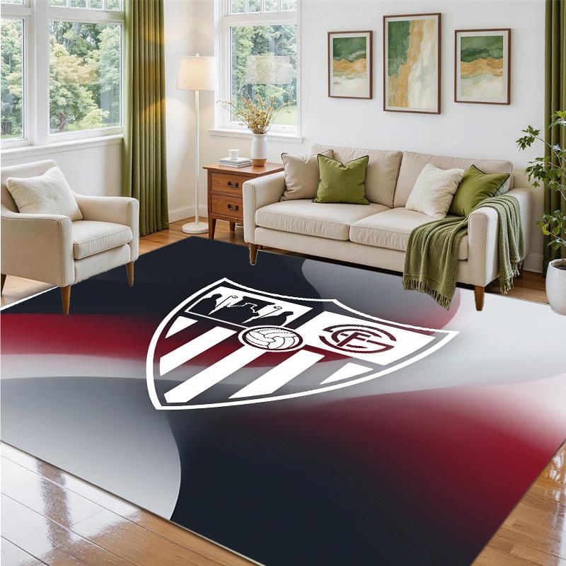 Sevilla FC Design Crystal Velvet Rug Soft Decorative Mat for Bedroom Entrance