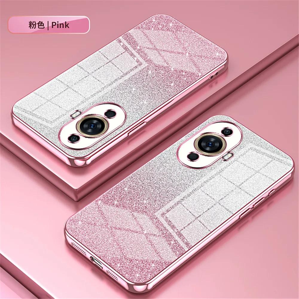 Gradient Glitter Plating Clear Phone Case, Soft Silicone Shockproof Cover For Huawei Nova 11 12 10 9 SE 8i 7I 5i Pro 5T Y90