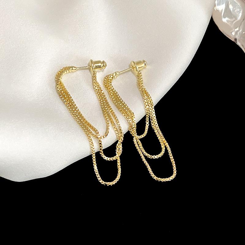 Серьги-цепочки серебристого цвета, многослойные, с длинной кисточкой, пирсинг, тренд, медные серьги-капли, женские аксессуары для ушей, подарки