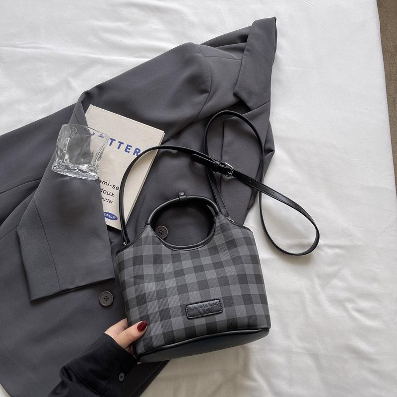 2025 Новая Мода Универсальная Сумка Через Плечо Кроссбоди Премиум Подмышечная Темперамент Клетчатая Сумка Ведро