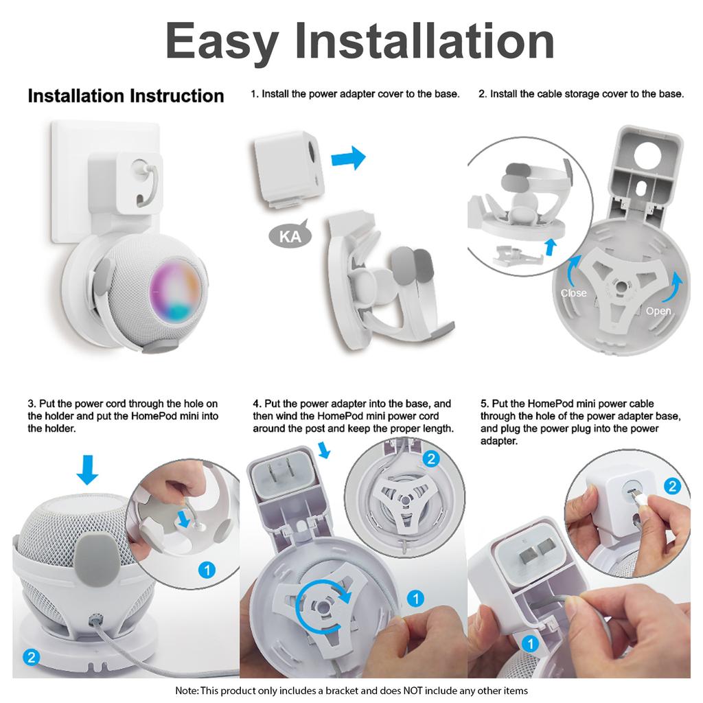 Wall-mounted Smart Speaker Stand Suitable for HomePod Mini Audio Stand with Power Cord Management