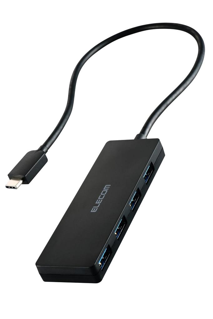 Elecom USB-концентратор USB3.2 (Ген1) 5 Гбит/с USB-C соединение 4 порта шина питания 30 см кабель черный U3HC-H041BK