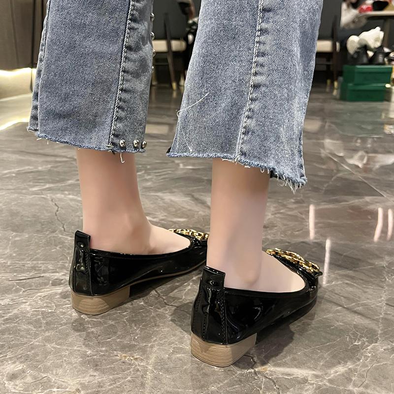 Модные новые туфли-лодочки Модные повседневные туфли на толстом каблуке с квадратным носком из металла с легким вырезом женские туфли Мэри Джейн размер 35-40 без застежек на квадратном каблуке